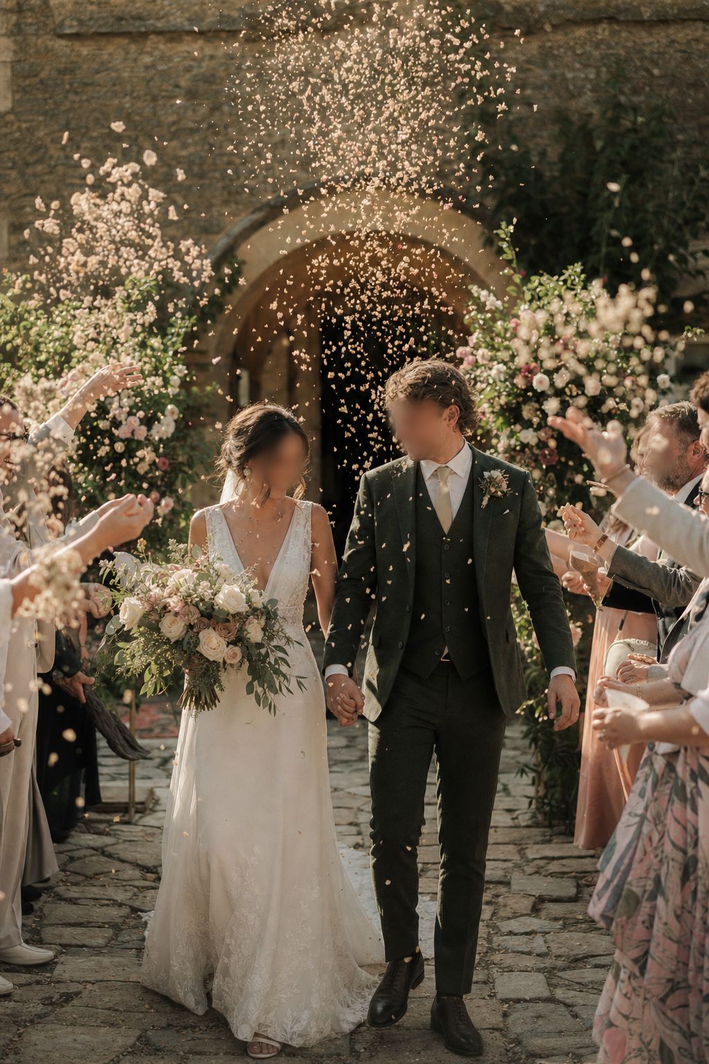 Confetti moment as the couple leave the ceremony